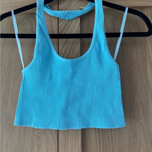 PacSun Sky Blue Ribbed halter Top - Picture 2 of 4